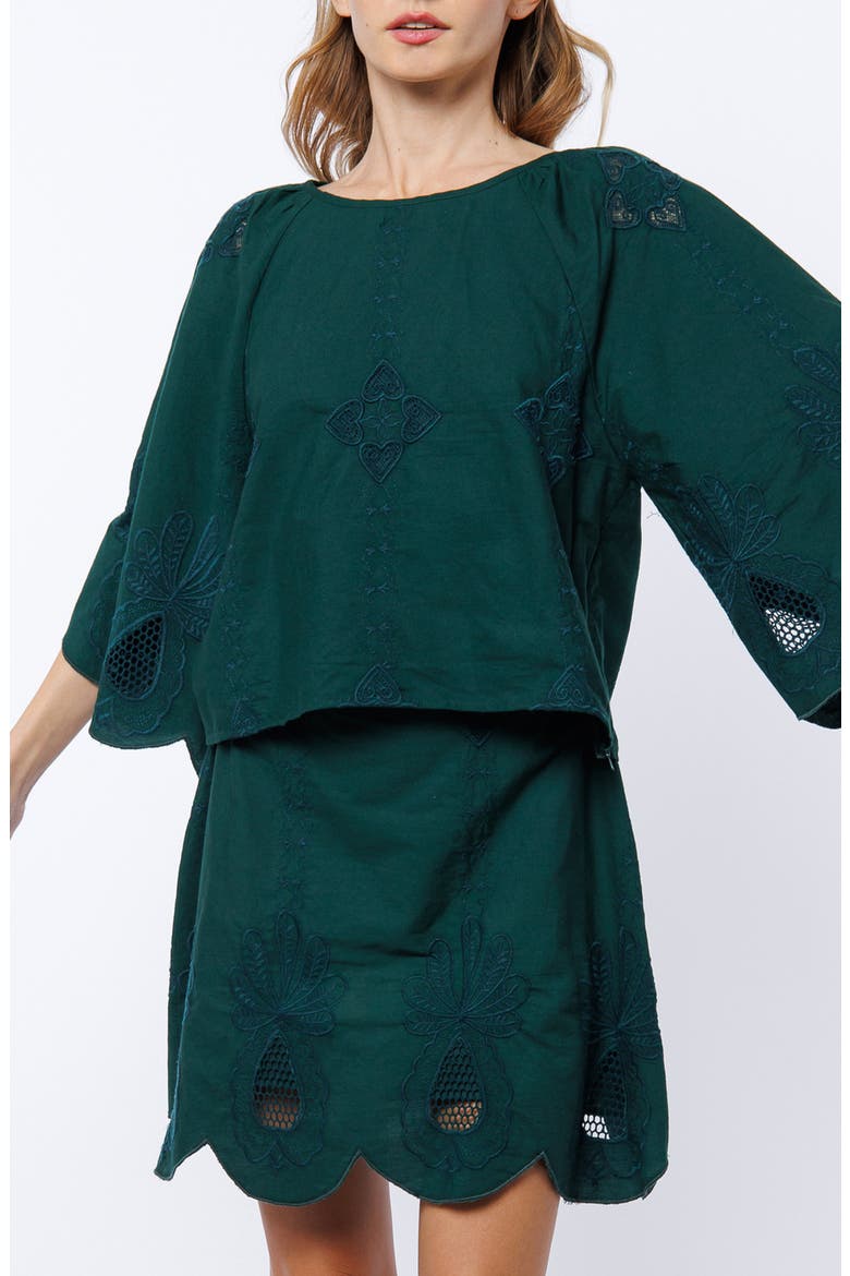 Roxanne Embroidered Cotton Top, Main, color, GREEN
