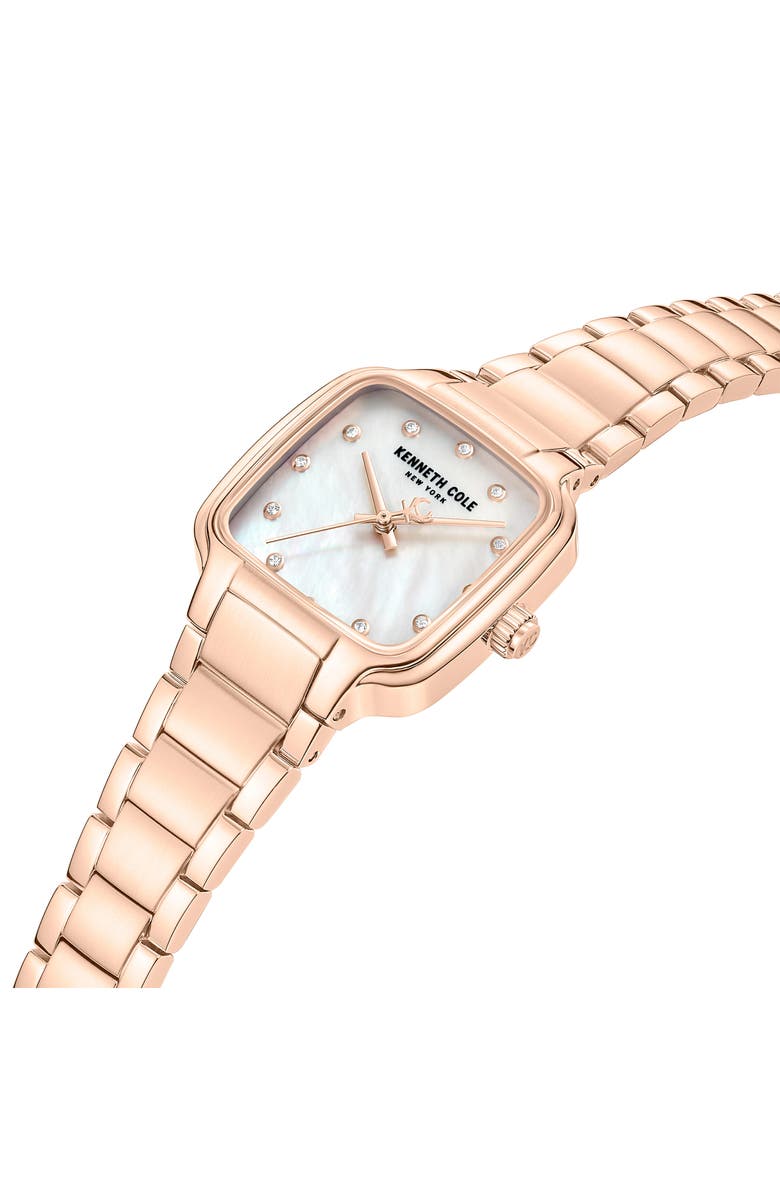 Kenneth Cole New York Classic Mother-of-Pearl & Diamond Bracelet Watch, 28mm x 31.6mm, Alternate, color, Pink / Rose Gold