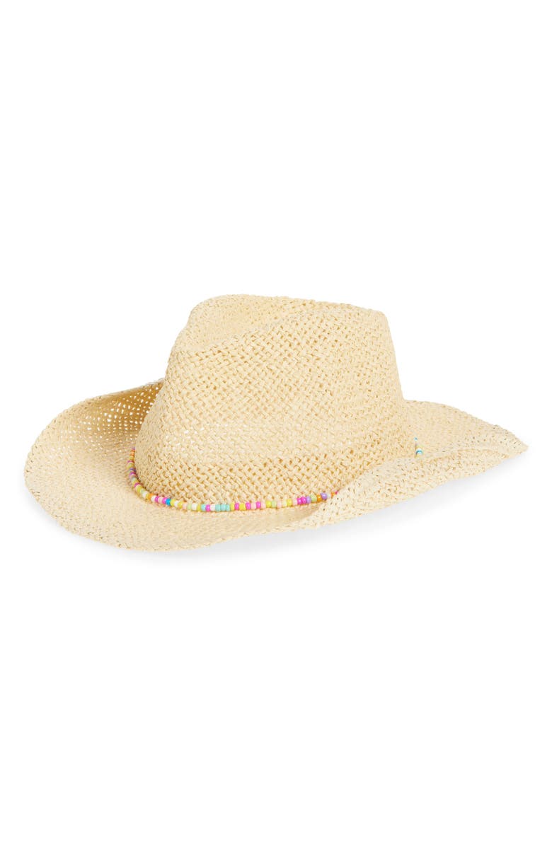 Ruby & Ry Kids' Beaded Straw Cowboy Hat, Main, color, 