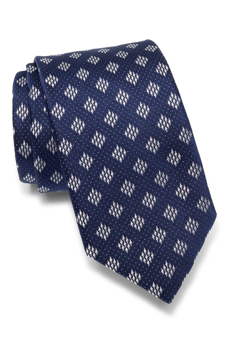 Hayes Geometric Jacquard Silk Tie, Main, color, NAVY