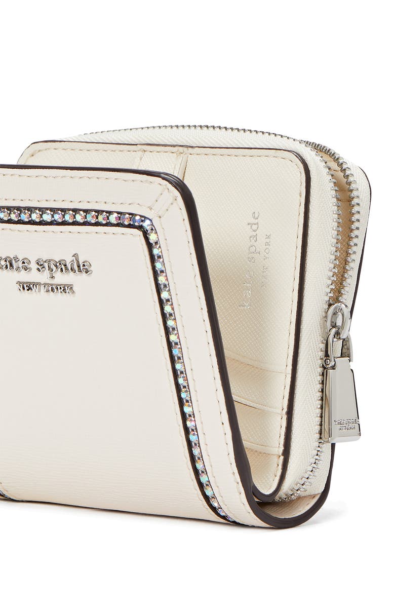 Kate Spade New York morgan crystal inlay saffiano leather bifold wallet, Alternate, color,