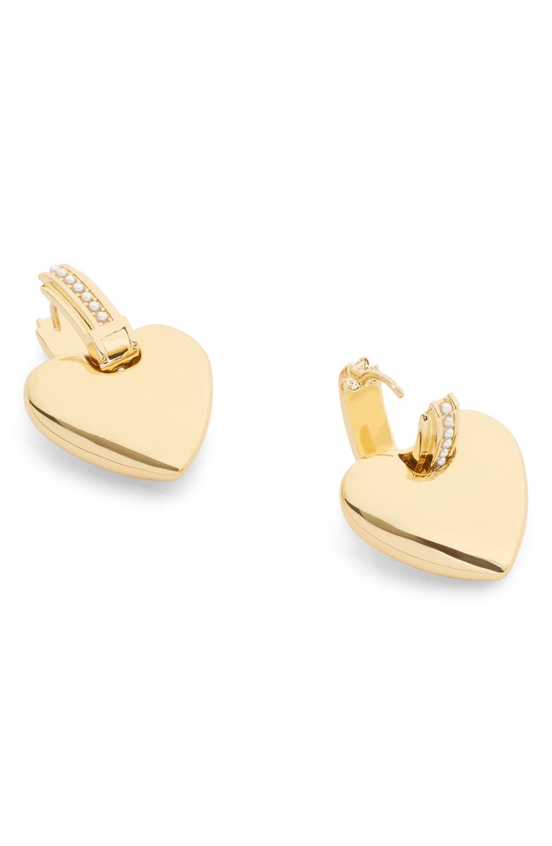 COACH Puffy Heart Drop Earrings, Alternate, color, Shiny Gold