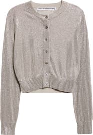 Alexander Wang Crystal Hotfix Crop Cardigan