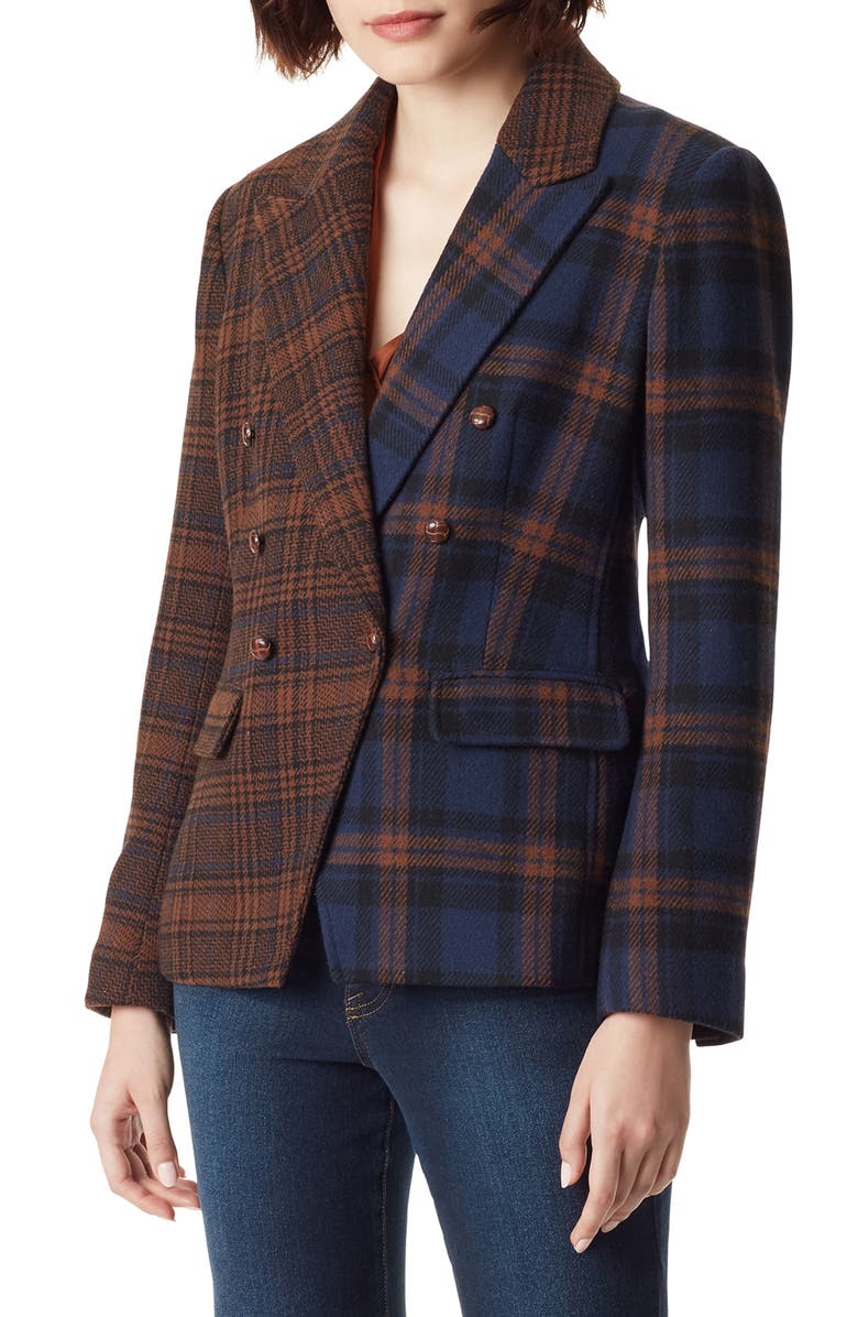 Sam Edelman Imogen Blocked Plaid Double Breasted Blazer, Main, color, 