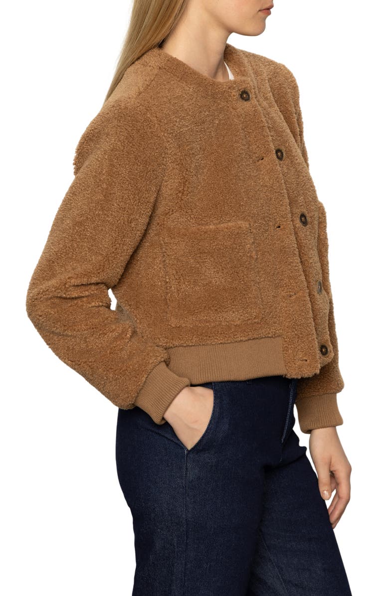 Sanctuary Faux Shearling Cardigan, Alternate, color, Bronze