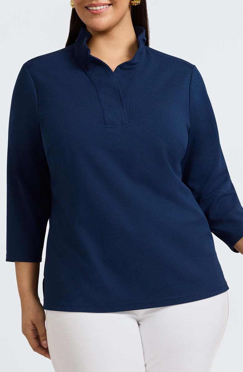 Foxcroft Tammy Crepe Top, Main, color, Navy