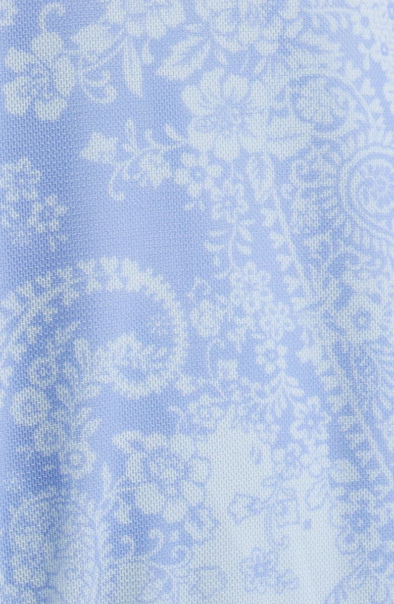 BP. Paisley Flutter Sleeve Asymmetric Ruffle Dress, Alternate, color, Blue Feather Paisley Patch