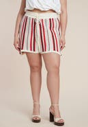 ELOQUII Striped Crochet Short