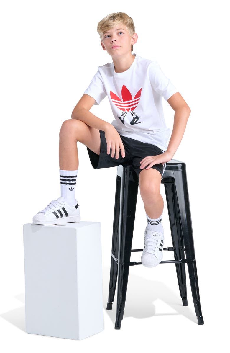 adidas Originals Kids' Walking Trefoil Graphic T-Shirt, Alternate, color, White