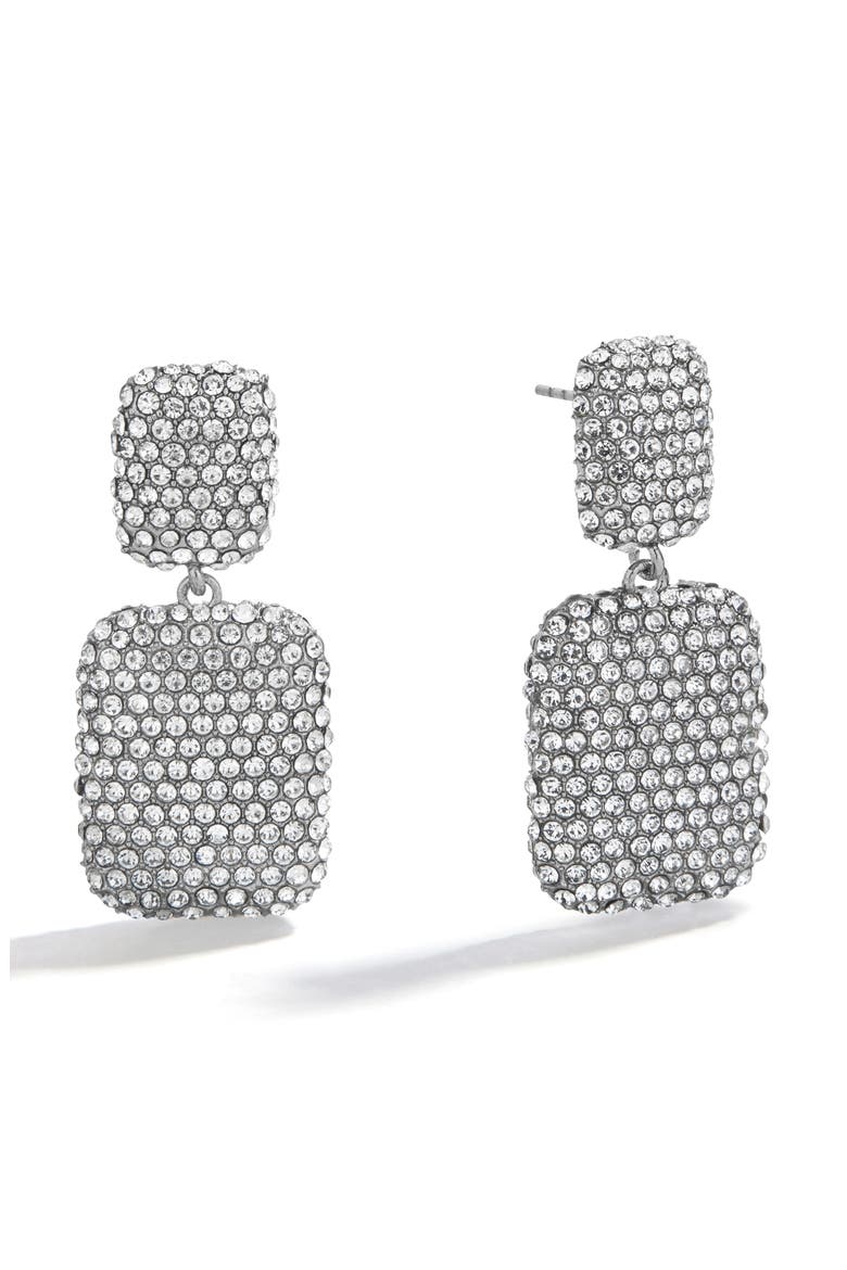 Gloria Pavé Drop Earrings, Main, color, SILVER