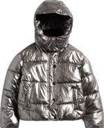 Sam Edelman Kids' Metallic Faux Fur Collar Puffer Jacket