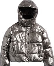 Sam Edelman Kids' Metallic Faux Fur Collar Puffer Jacket