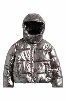 Kids' Metallic Faux Fur Collar Puffer Jacket