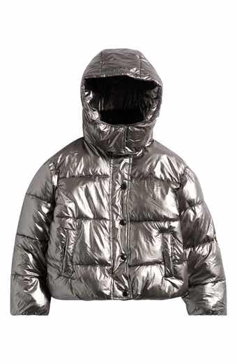 Kids' Metallic Faux Fur Collar Puffer Jacket