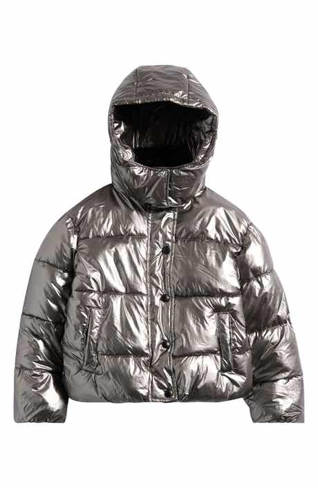 Kids' Metallic Faux Fur Collar Puffer Jacket