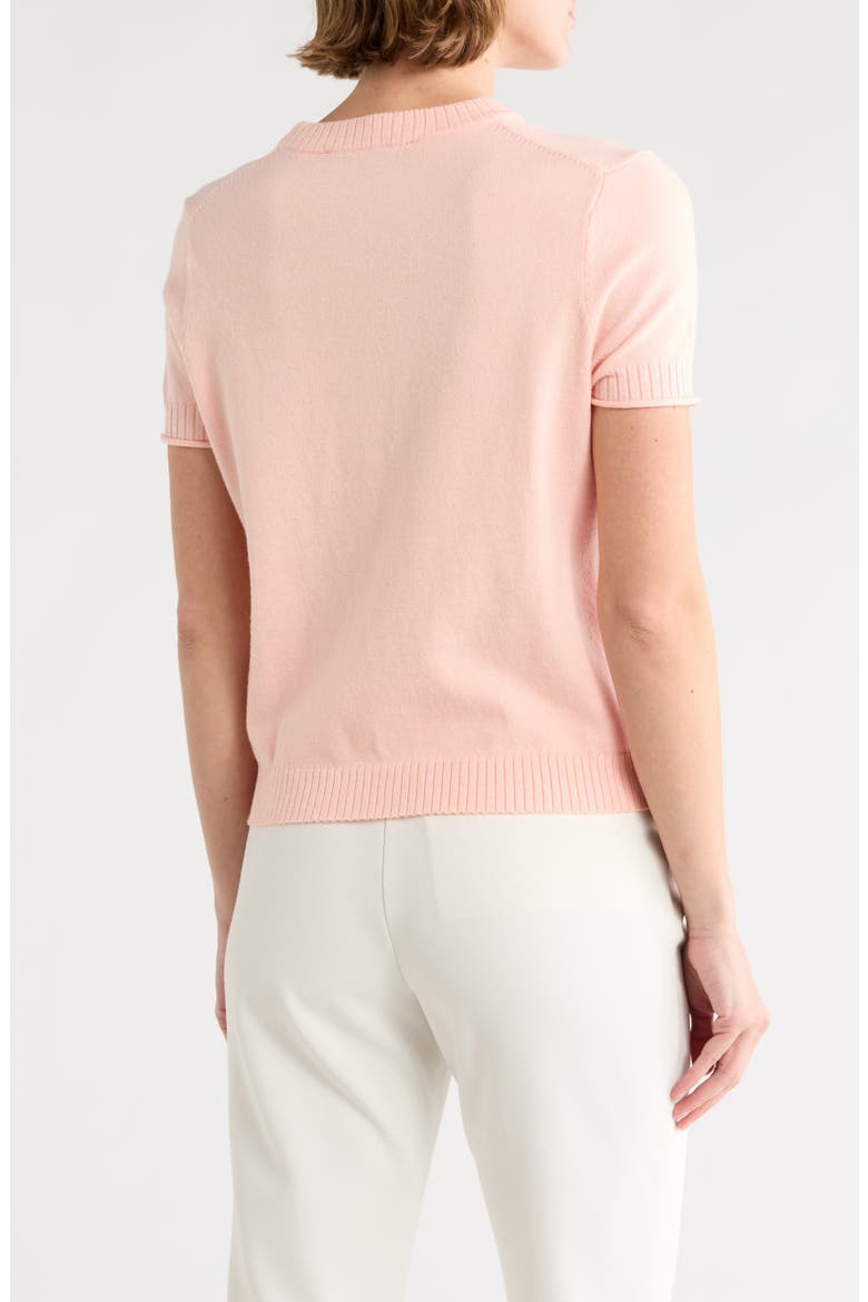 Crewneck Short Sleeve Sweater, Alternate, color, PEACH
