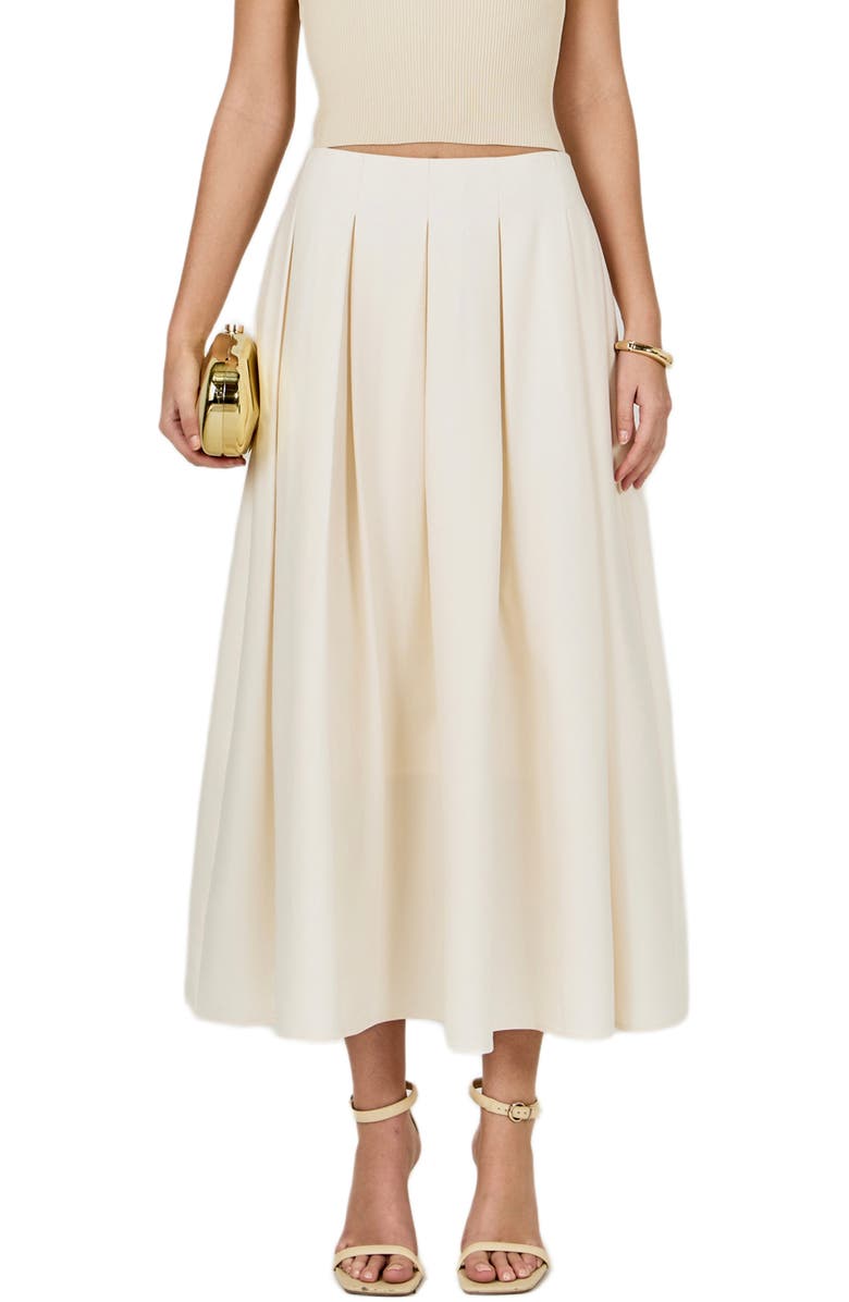 Endless Rose Pleated Midi Skirt, Main, color, Ivory