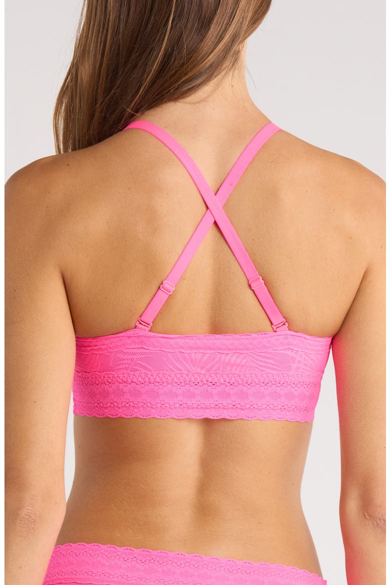 Allover Lace V-Neck Bralette, Alternate, color, KNOCKOUT PINK