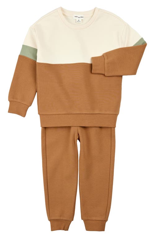 Miles The Label Sienna Ottoman Colorblock Sweatshirt & Joggers Set In Brown