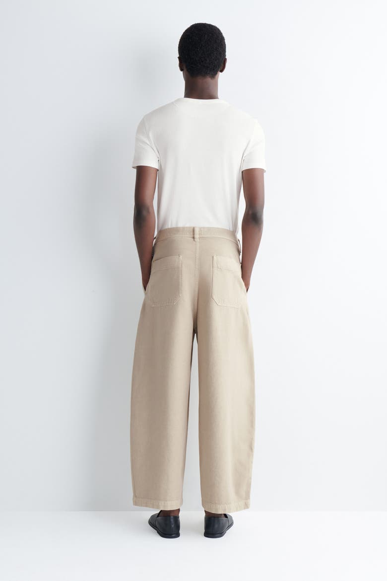 Pleated Denim Relaxed-fit Barrel-leg Pants, Alternate, color, BEIGE