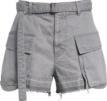 ■sacai■サカイ■Belted Frayed Release Hem Denim Shorts■ Sacai Belted Frayed Release Hem Cargo Denim Shorts | Nordstrom