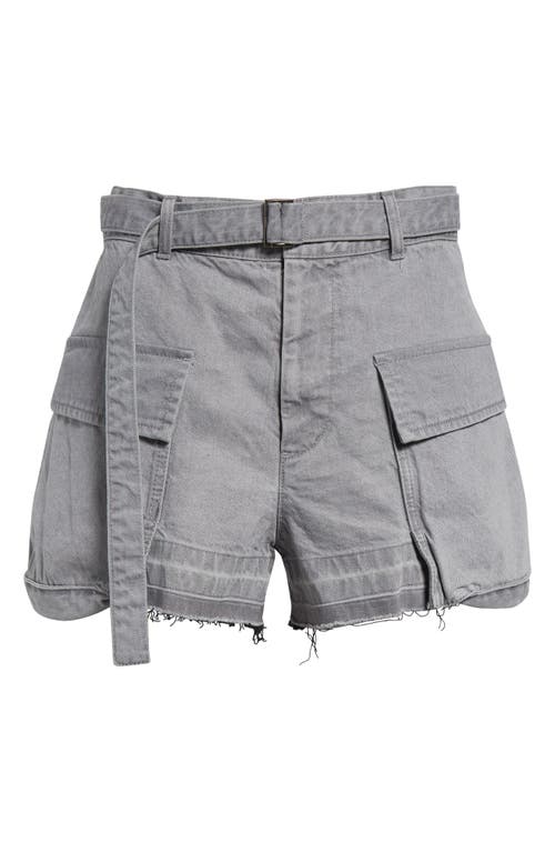 Sacai Belted-waist High-waisted Shorts In Gray 301