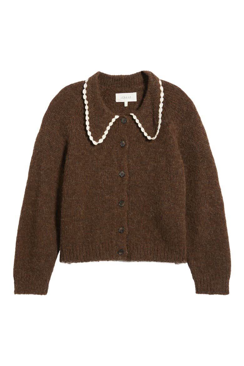 The Crochet Collar Cardigan, Alternate, color, CHOCOLATE BROWN