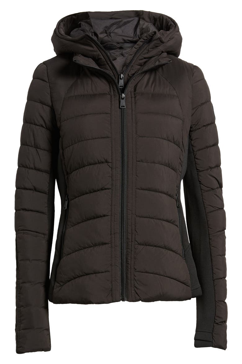 Hooded Quilted Water Repellent Jacket, Alternate, color, BLACK