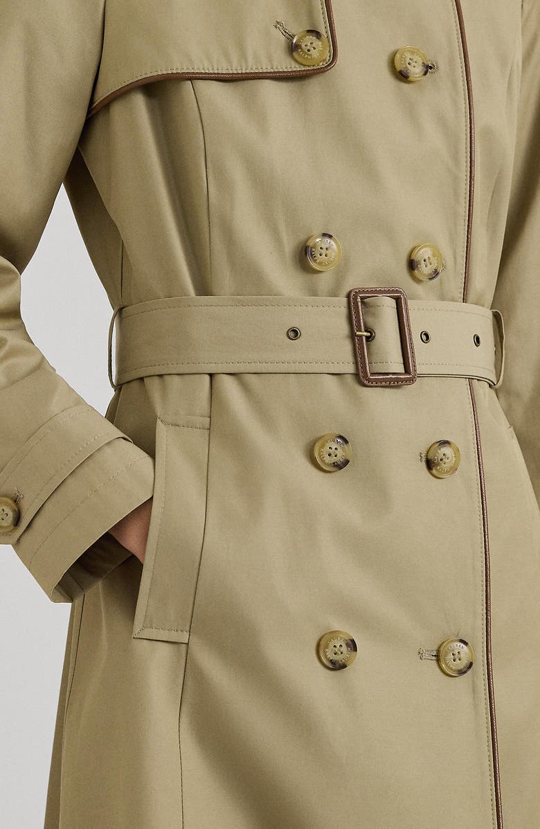 Lauren Ralph Lauren Double Breasted Belted Water Repellent Trench Coat, Alternate, color,