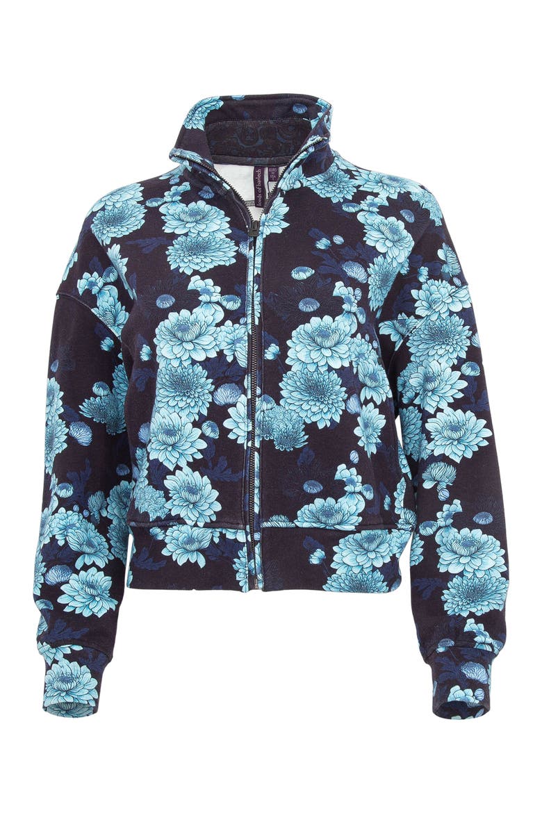 June Brushed Knit Crop Jacket, Main, color, Serious Floral Navy