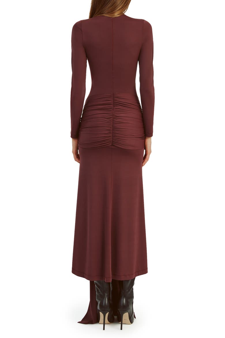 Alix Tie Front Long Sleeve Maxi Dress, Alternate, color, BURGUNDY