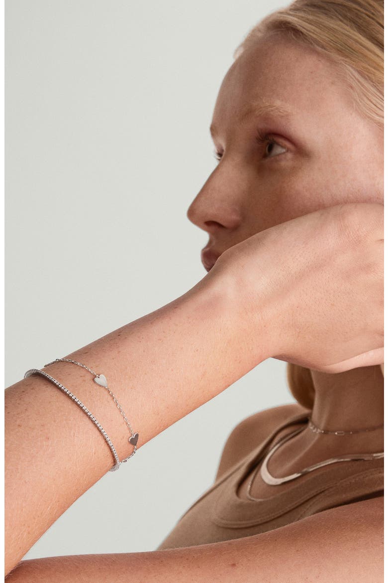 Heart Station Bracelet, Alternate, color, Sterling Silver