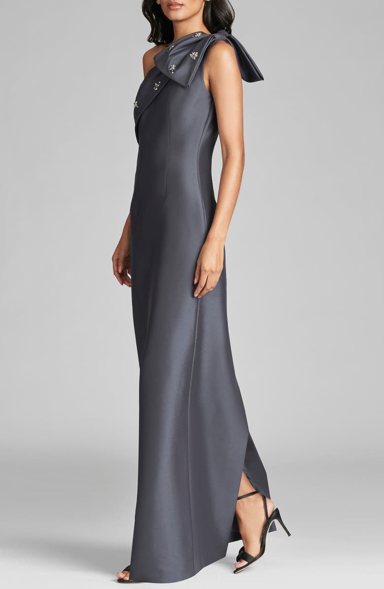 Sachin & Babi Olivia One-Shoulder Satin Gown, Alternate, color, Charcoal