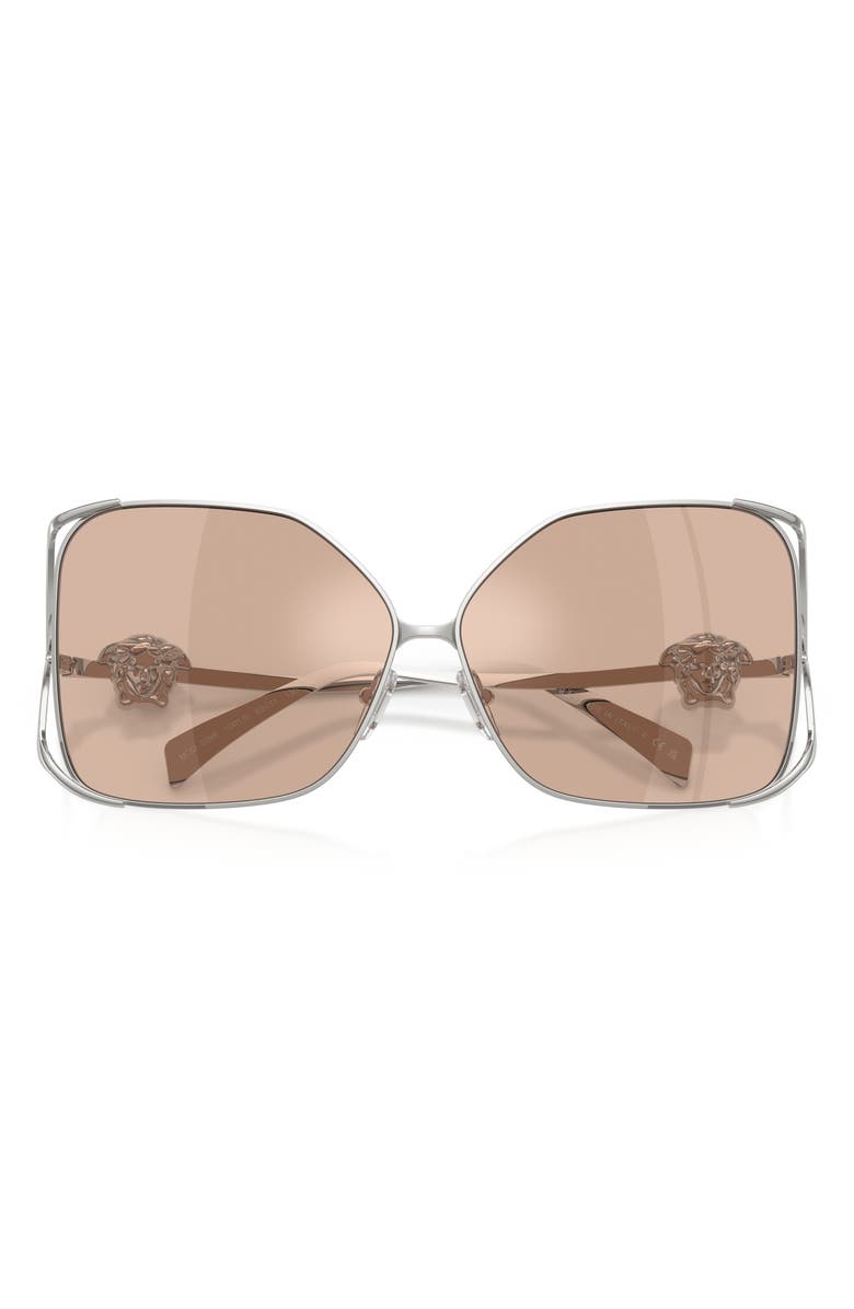 Versace 62mm Oversize Square Sunglasses, Alternate, color, Silver / Pink Mirror Silver