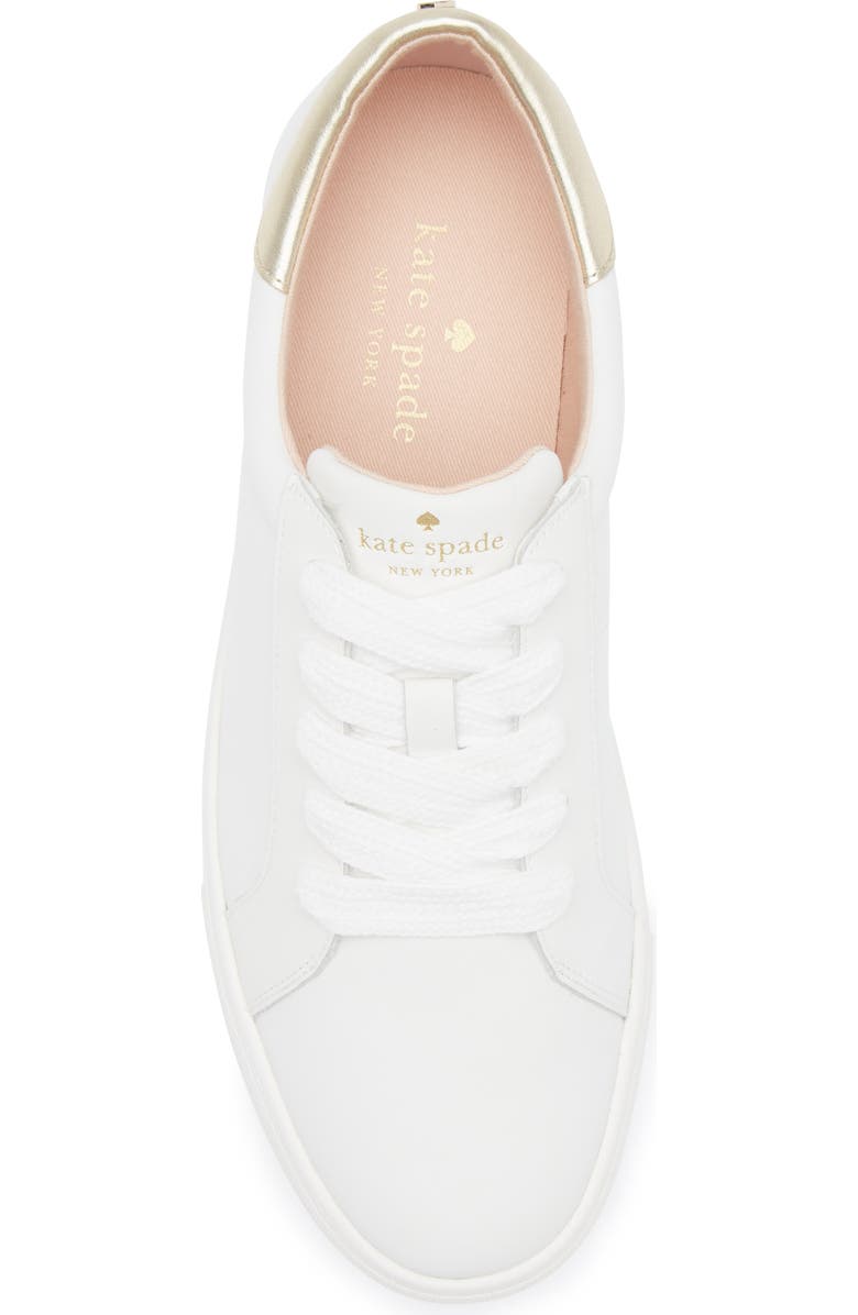 Kate Spade New York adora sneaker, Alternate, color, Optic White/ Pale Gold