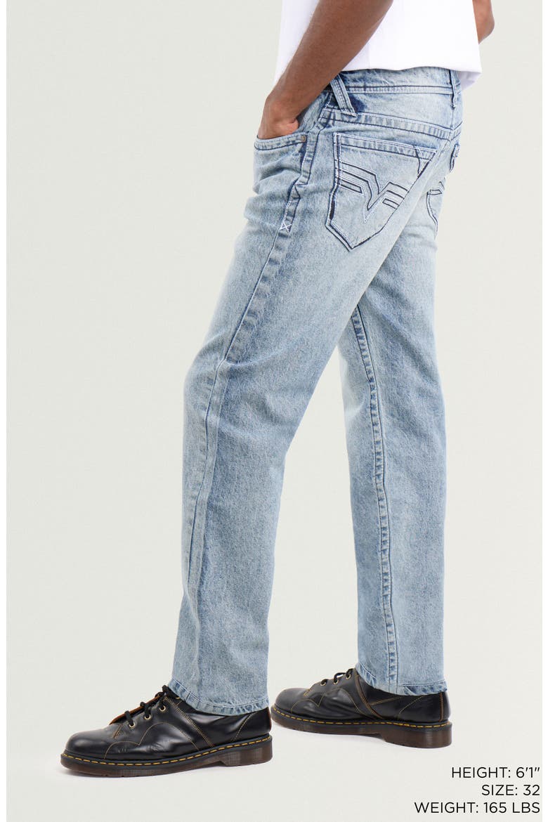 Saddle Stitch Relaxed Straight Leg Jeans, Alternate, color, LIGHT BLUE