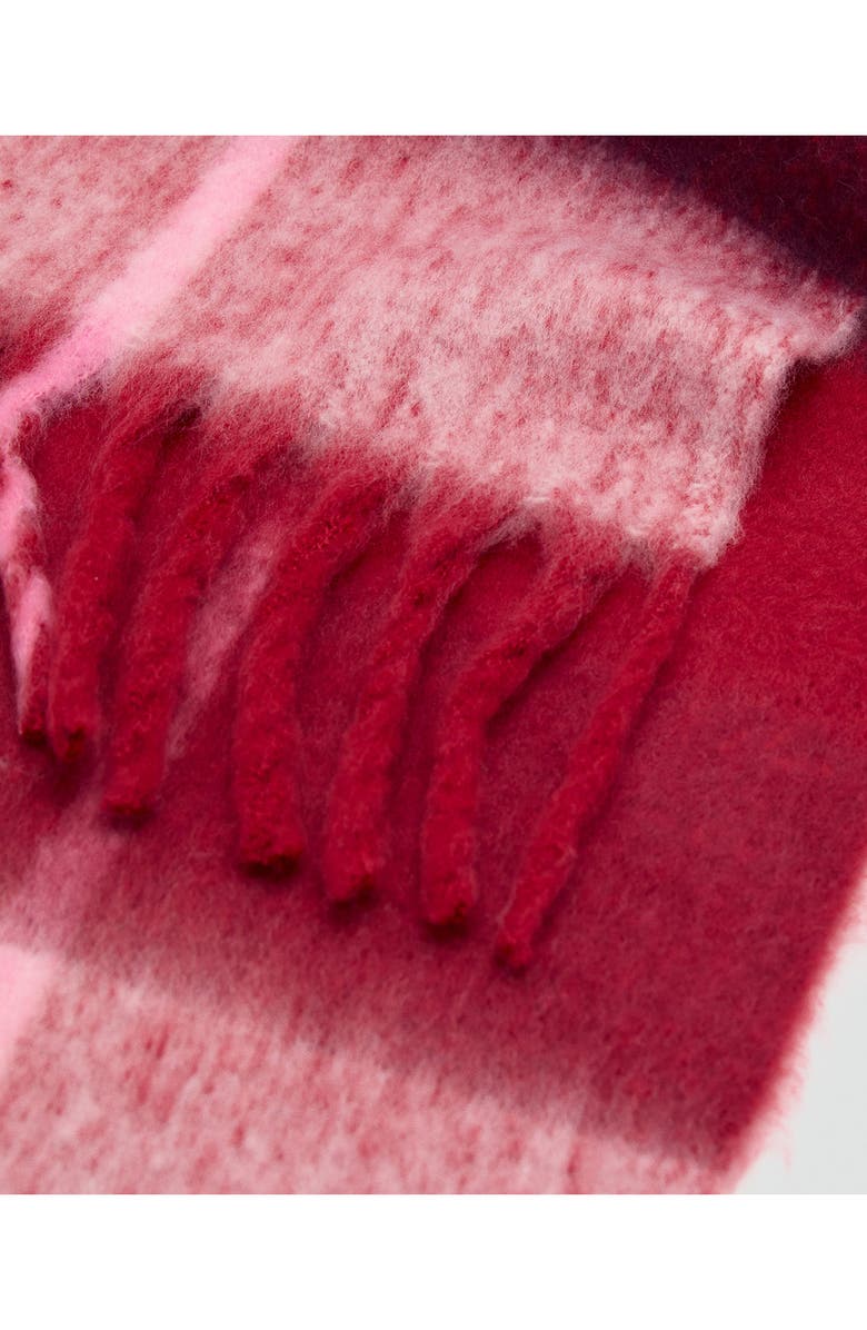 MANGO TEEN Striped Knit Fringe Scarf, Alternate, color, Red