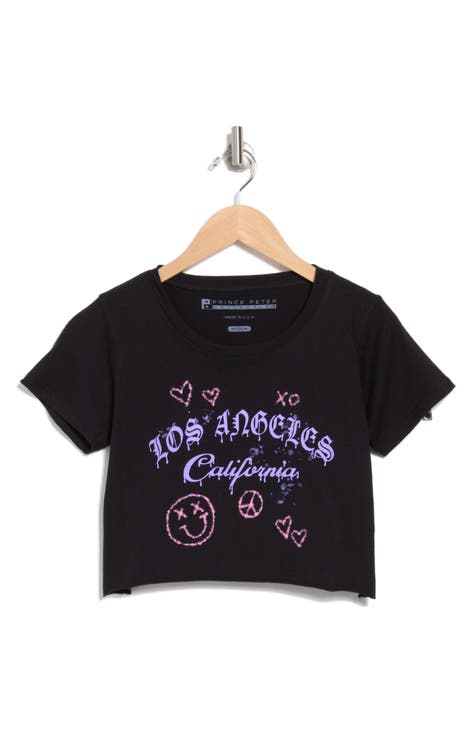 Kids' Los Angeles Smiley Crop Graphic T-Shirt (Big Kid)