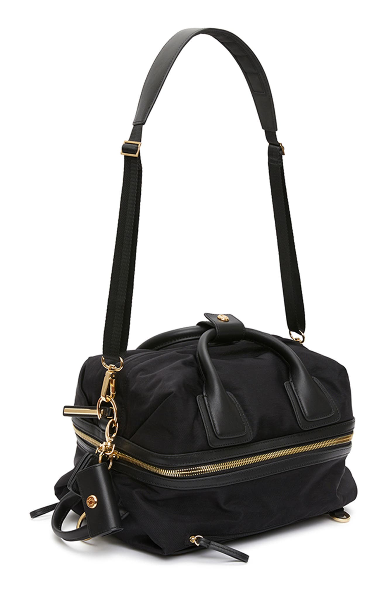 Small Studio Duffel Backpack, Alternate, color, BLACK/ GOLD