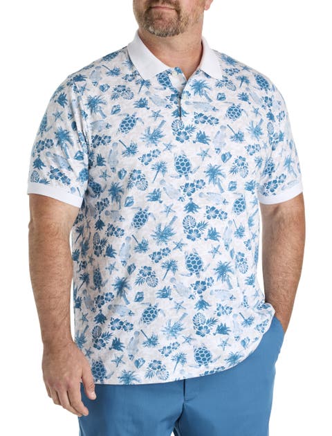 Big 
Tall Sea Print Polo Shirt