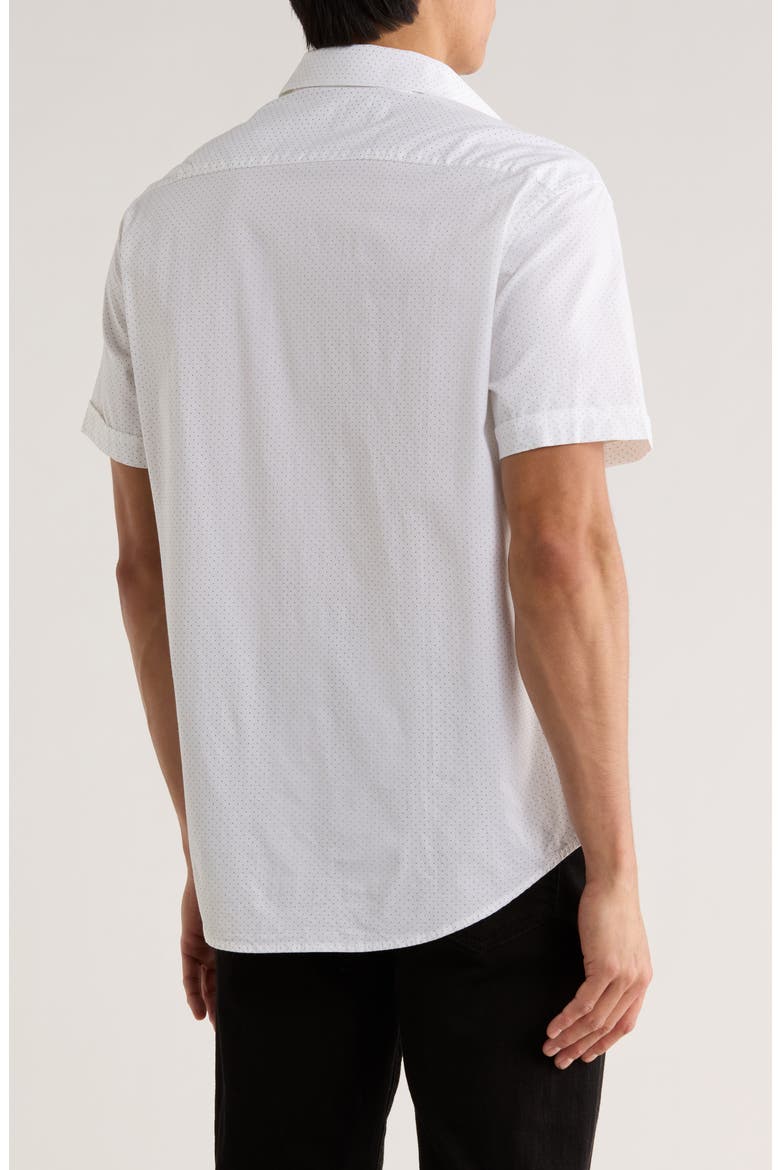 White With Black Dots Short Sleeve Button-Up Shirt, Alternate, color, WHITE
