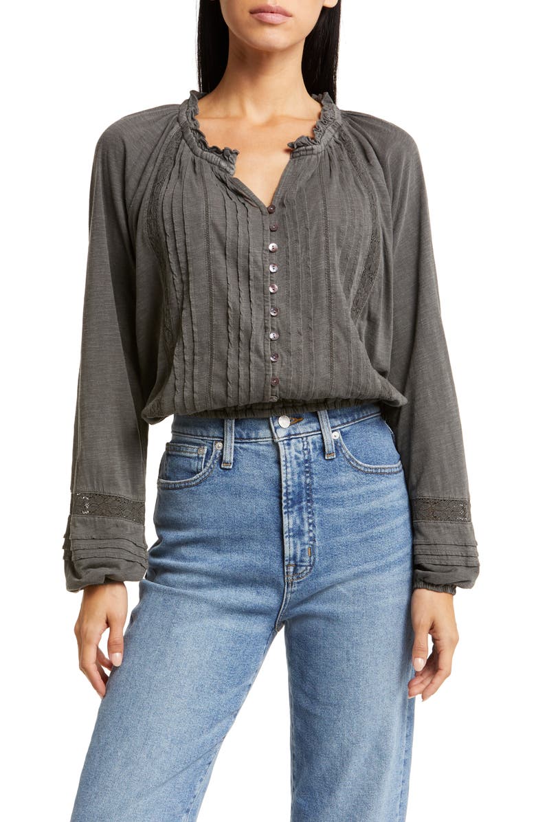Lucky Brand Embroidered Peasant Blouse, Main, color,