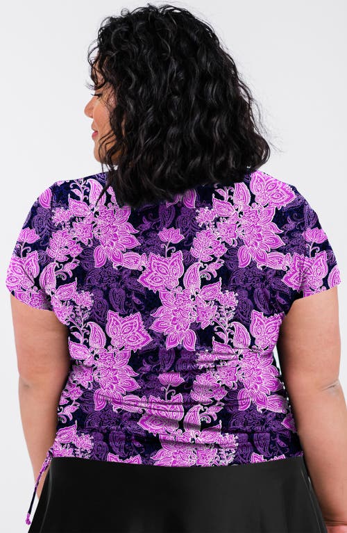 Calypsa Plus Size Short Sleeve Adele Swim Top In Red