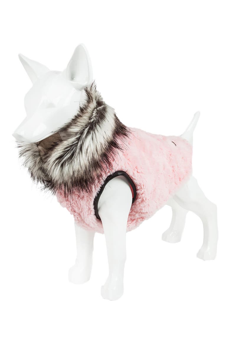 Luxe Pinkachew Charming Fashion Mink Faux Fur Dog Coat - Large, Alternate, color, LIGHT PINK