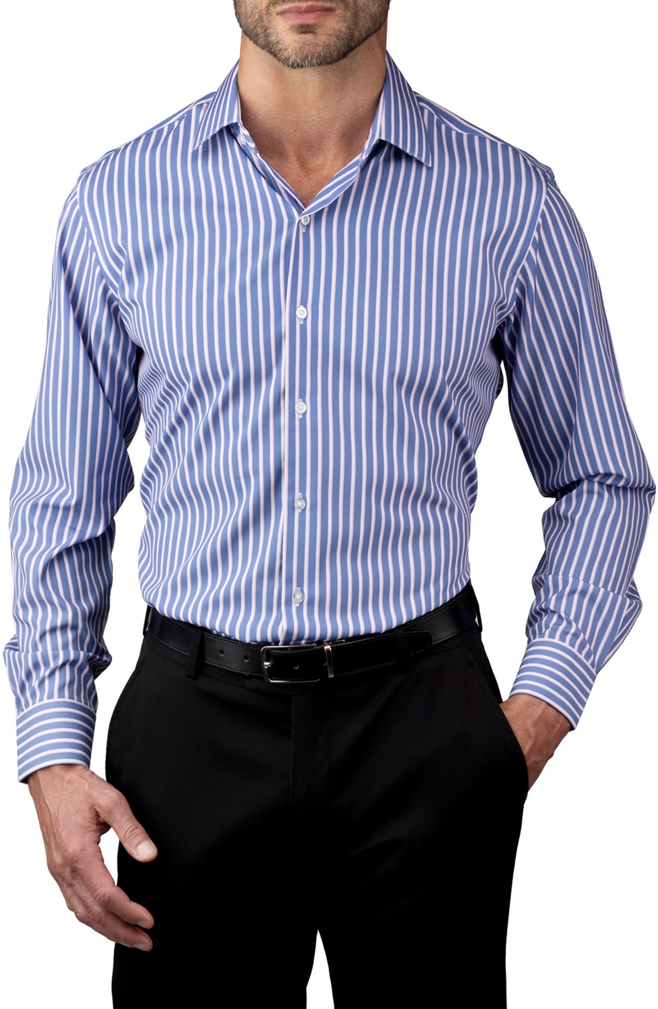 Striped Trim Fit Dress Shirt