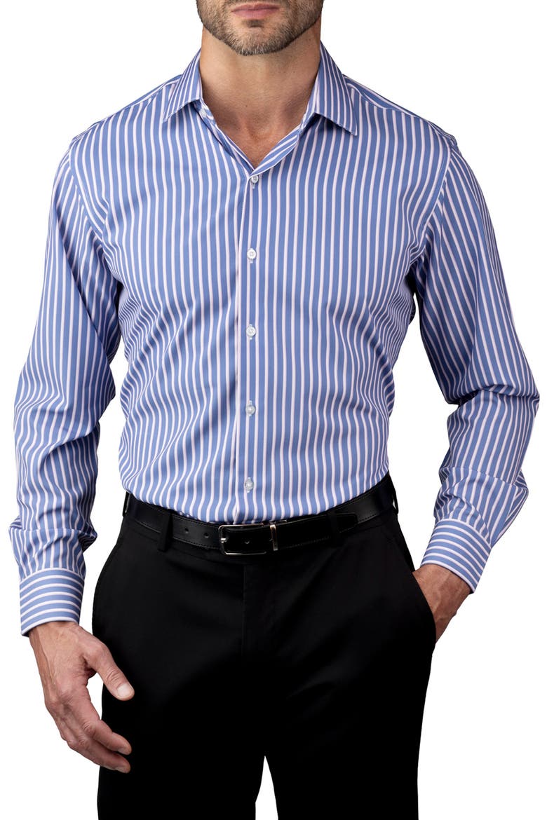 Striped Trim Fit Dress Shirt, Main, color, BLUE/ PINK/ WHT