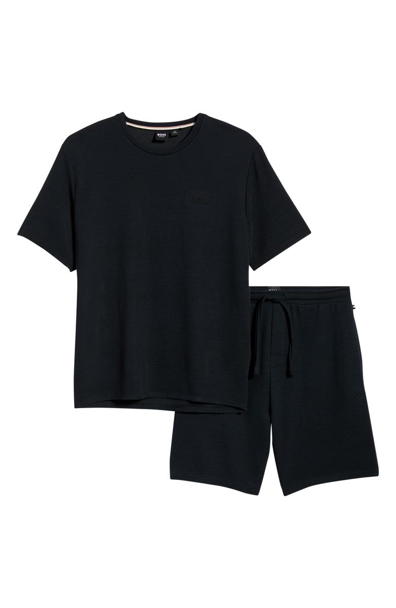 BOSS Rib Modal T-Shirt & Pajama Shorts Set, Alternate, color, Black