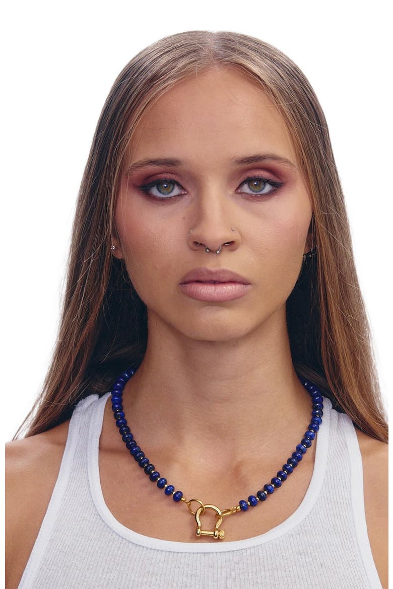 Levi Blue Lapis Gold Plated Necklace, Alternate, color, Blue