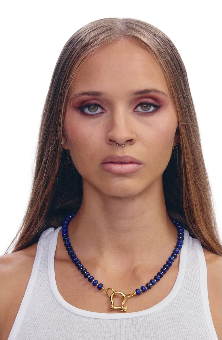 SHOP SPICY DAN Levi Blue Lapis Gold Plated Necklace, Alternate, color, Blue