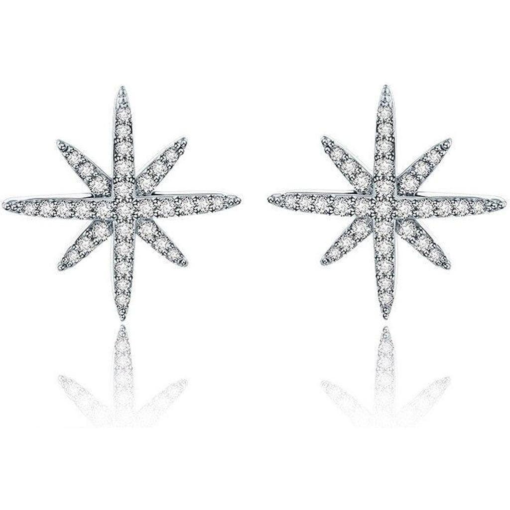 Hollywood Sensation Star Stud Earrings Cubic Zirconia In Silver